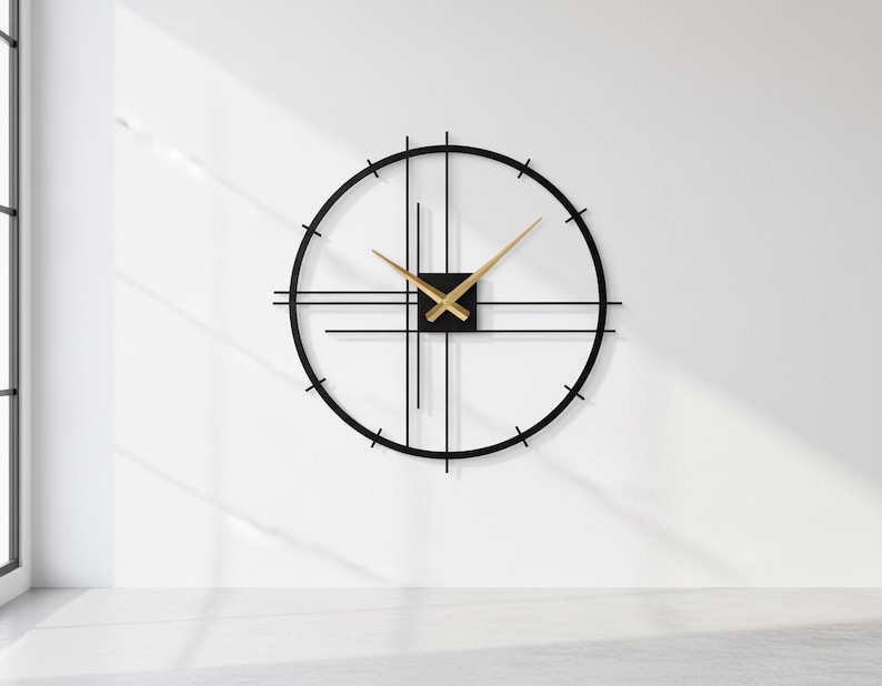 Modern Minimalist LED Metal Wall Clock - Backlit Floating Timepiece - Luxury Home Bar Decor Without-Led