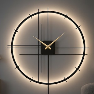 Minimalist LED Metal Wall Decor - Modern Geometric Art - Large Ambient Home Lighting