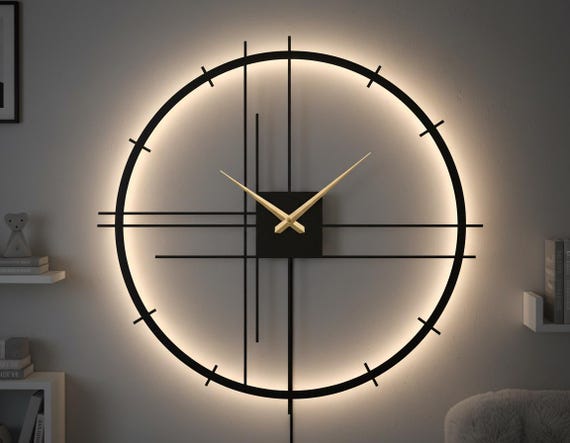 Minimalist LED Metal Wall Decor - Modern Geometric Art - Large Ambient Home Lighting