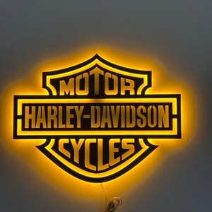 Per tutti; insegna da parete in metallo a LED, insegna luminosa Harley Davidson, insegna da garage, regali Harley Davidson, motocicletta Harley Davidson, appassionato di motociclette