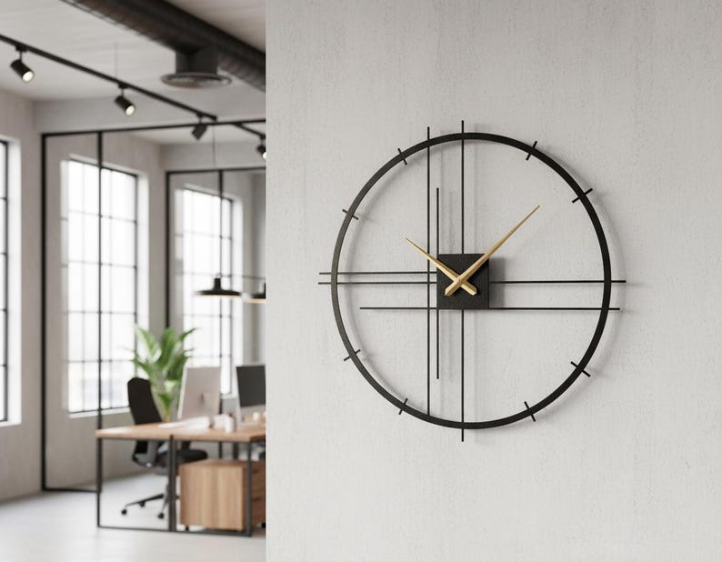 Modern Minimalist LED Metal Wall Clock - Backlit Floating Timepiece - Luxury Home Bar Decor image 11
