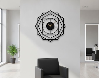 Geometric Minimalist Metal Wall Clock - Modern Nordic Silent Sign - Unique Home Decor Gift