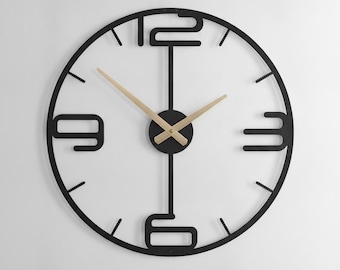 Modern Roman Numeral Metal Wall Clock - Silent Latin Sign - Large Living Room Decor