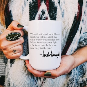 Taza con cita y firma de Donald Trump, tazas de Trump, elecciones de 2024, día de la toma de posesión, regalos MAGA
