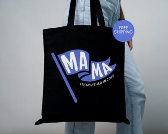 Mama Established in 2026 Tote Bag Personalized Gift for New Moms Mom Canvas Tote Custom Name Bag Mother's Day Birthday Gift Baby Shower Gift