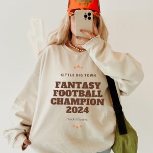 Fantasy Football Crewneck Sweatshirt Funny Football Gift Cozy Unisex Pullover for League Fans Casual Game Day Wear FFL Champion