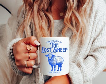 The Parable of The Lost Sheep Coffee Mug, Christian Gift, Coffee and Tea Mug, Bible Verse Mug, Luke 15:4-7