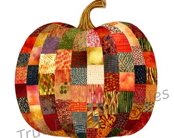 Abóbora de Patchwork PNG: Clipart de Ação de Graças de Outono (Fundo Transparente)