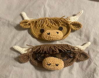 Highland Cow Crochet Glasses Holder