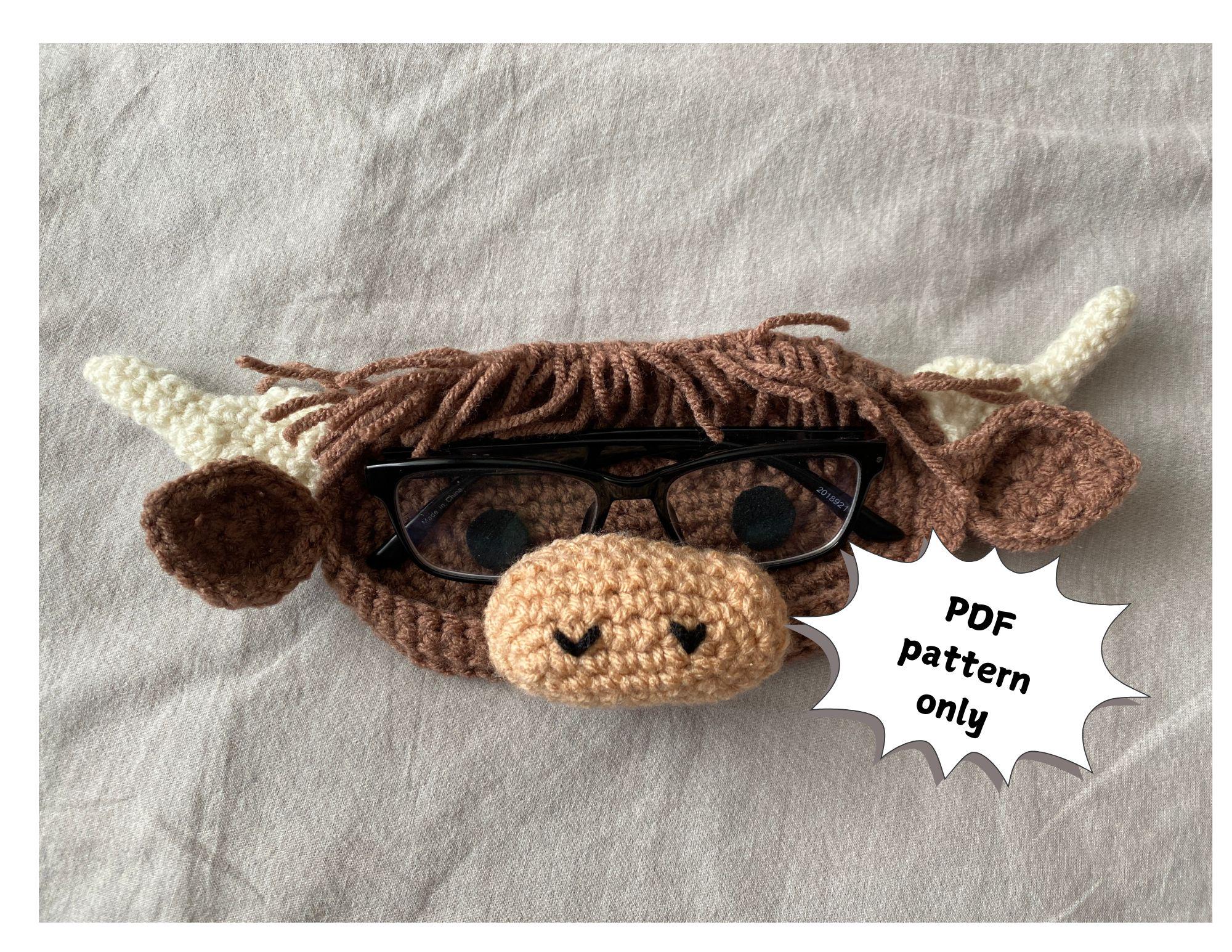 Crochet Glasses Holder Pattern- Highland Cow