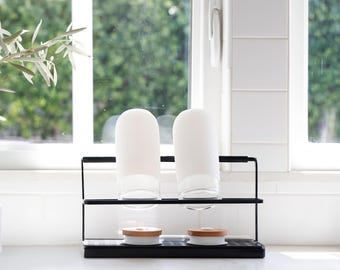 2-Tier Bottle Drying Rack with Diatomaceous Earth Mat – Space-Saving Organizer