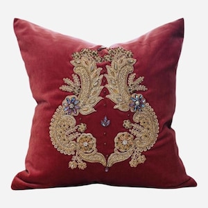 Baroque Bloom Dusty light Pink Velvet Luxury Throw Pillow cover & insert