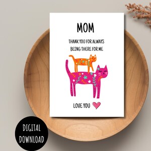 Grußkarte zum Ausdrucken für Mama, DIGITALER Download, Grußkarten zum Ausdrucken, digitale Dankeskarten, alles Gute zum Geburtstag Karte, minimalistische Karte