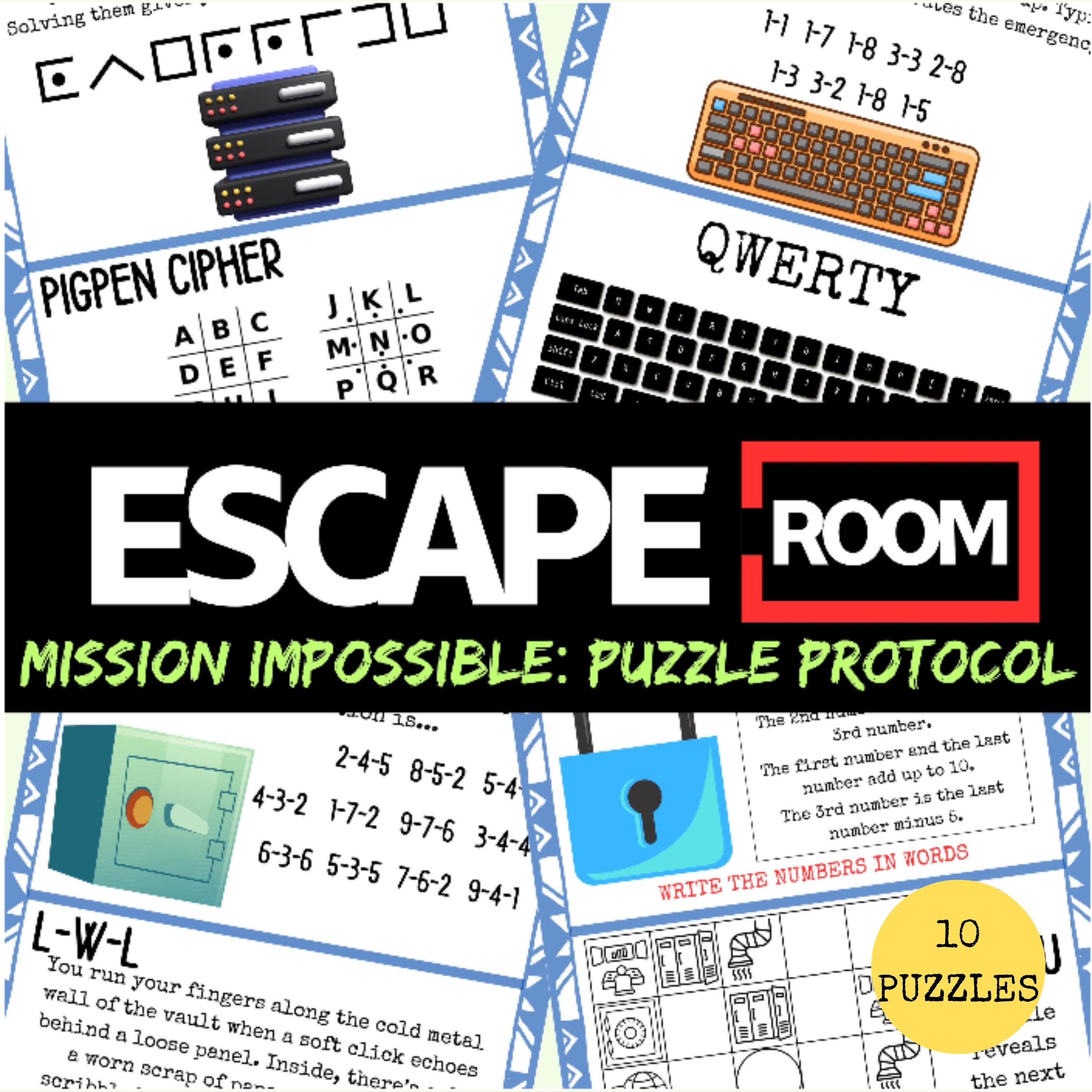 Mission Impossible Escape Room: Printable Kids Birthday Party Game (PDF Download), Family Game Night