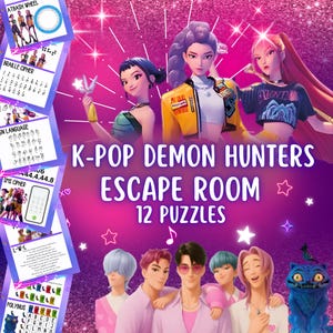 K-Pop Demon Hunters Escape Room Printable Kids Birthday Party Game Family Fun Night