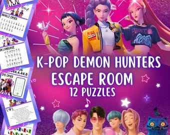 Gioco di fuga stampabile per bambini, festa di compleanno e divertimento in famiglia con cacciatori di demoni K-Pop