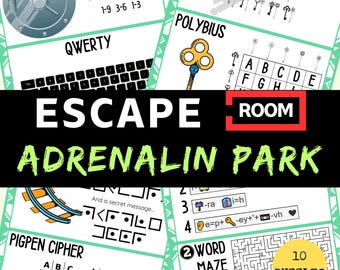 Printable Escape Room Kit: Adrenaline Park Kids Birthday Party Game (PDF Download)