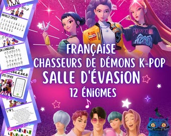 K-Pop Demon Hunters Escape Room Imprimable Jeu de fête d’anniversaire pour enfants