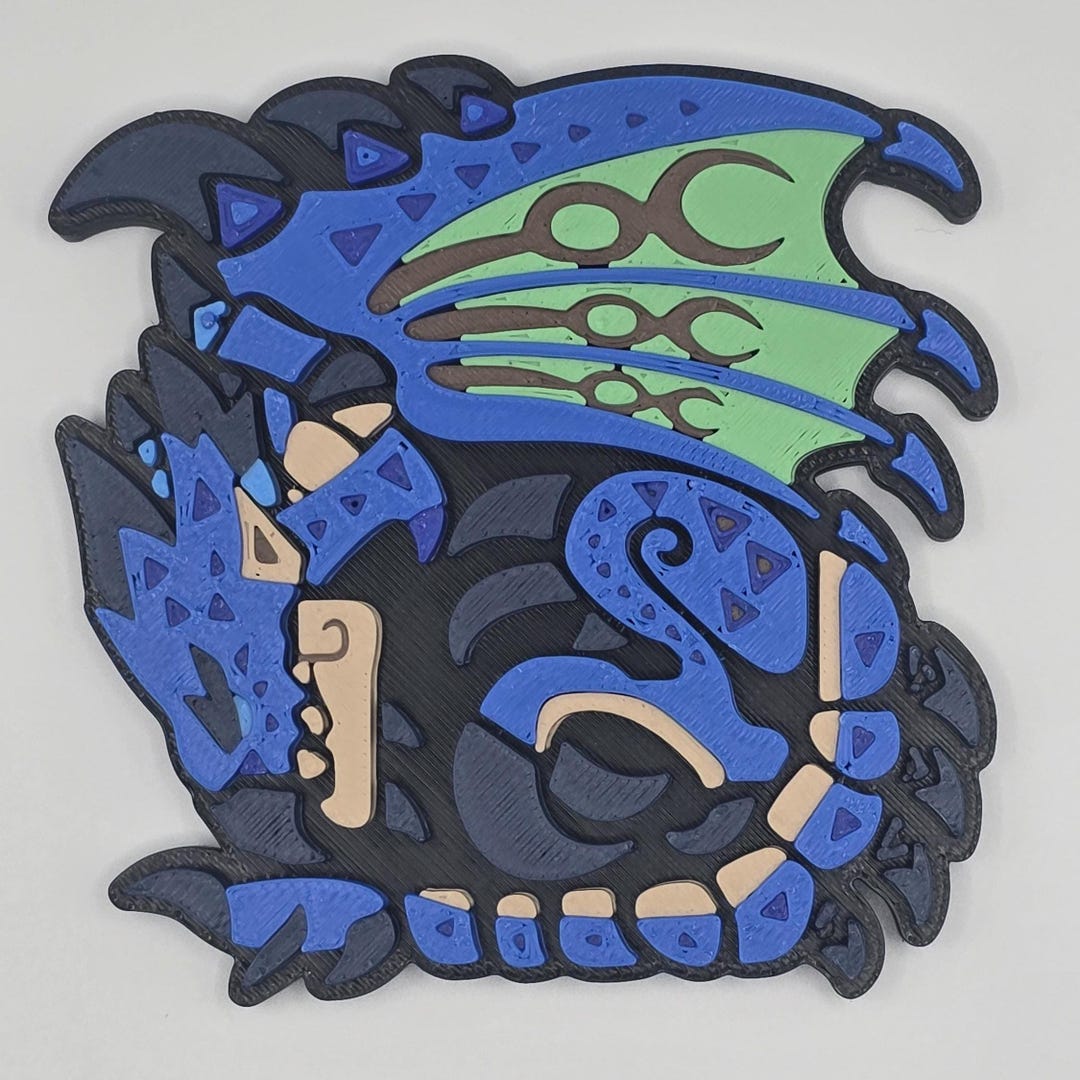 3d Printed Monster Hunter Azure Rathalos Monster Icon Magnet - Etsy