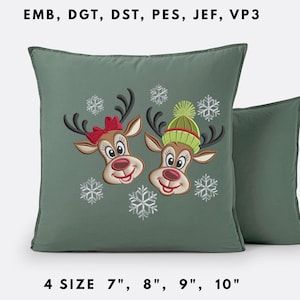 Holiday Reindeer Embroidery File Personalized Name Christmas Machine Embroidery Design Pattern forKids Clothing BabyOutfits and FestiveDecor
