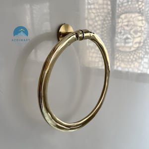 Brass Towel Ring, Vintage Bathroom Towel Holder, Unlacquered Brass Towel Rack, Wall-Mounted Hand Towel Hanger, Timeless Bath Hardware