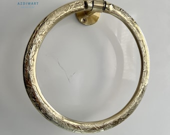 Unlacquered Brass Towel Ring, Wall-Mounted Hand Towel Holder, Vintage Brass Bathroom Rack, Antique-Style Bath Hardware, Elegant Brass Decor