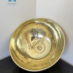 Handcrafted Round Hammered Solid Brass Sink, Unlacquered Brass Bathroom Vanity Sink