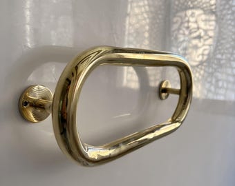 Handmade Brass Towel Rod, Unlacquered Brass Towel Bar, Moroccan Brass Bathroom Holder, Wall-Mounted Towel Rack,  Brass Towel Hanger
