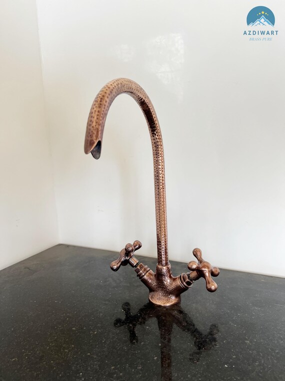 Grifo de cobre para lavabo de baño, grifo de cuello de cisne de