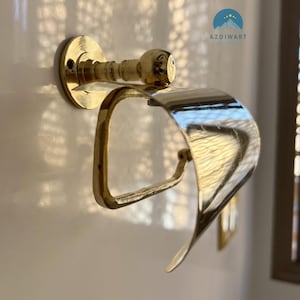 Porta carta igienica in ottone a parete, porta fazzoletti in ottone massiccio non laccato, elegante portaoggetti in oro, regalo unico per l'arredo del bagno