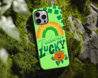 Feeling Lucky Phone Case, St. Patrick's Day Gift, Tough Phone Case, Colorful Shamrock Design, Fun Lucky Charm Cover, Irish Holiday Accessory