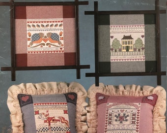 Hopscotch Samplers Cross Stitch Pattern Booklet Vintage 1984 Country Folk Art