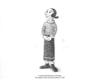 Olive Oyl Doll Crochet Pattern PDF Instant Download