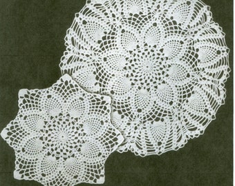 Pineapple Large & Small Doilie Doily Crochet Pattern  12" and 10" When Finished PDF Instant Download