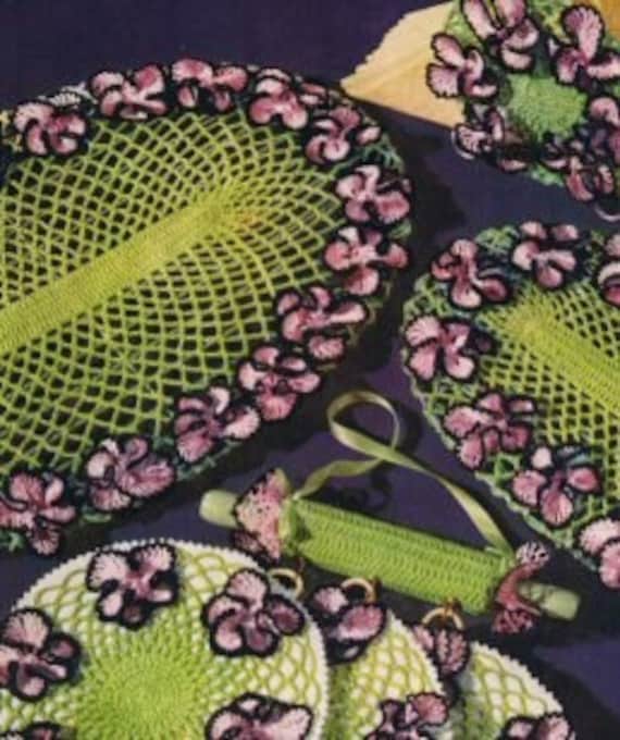 38 Pansy Crochet Patterns for Flowers, Decor, and Wearable Details 35 Pansy Doilie Placemat Set Crochet Pattern 3 Sizes