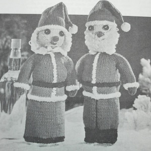 Christmas Santa and Mrs Claus Knitting Pattern Bottle Cover PDF Instant Download