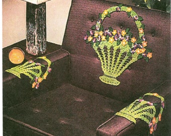 Flower Basket Doilie Doily Chair Set Crochet Pattern PDF Instant Download