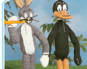 Vintage Bugs Bunny & Daffy Duck Cartoon Toys Knitting Pattern Copy PDF Instant Download