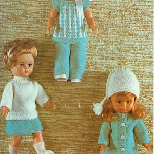 Doll Clothes Knitting Pattern  6 Piece Doll Clothes 14&quot; Doll Double Knitting PDF Instant Download