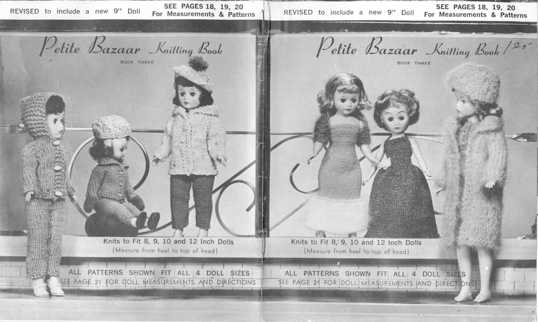 Doll Clothes Knitting Pattern Book for Dolls Measuring 8 , 9 , 10 and