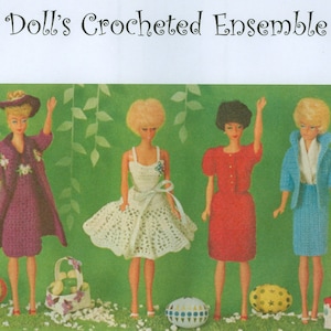 Fashion Doll Clothes Crochet  Pattern Book 4 Complete Outfits PDF INSTANT DOWNLOAD