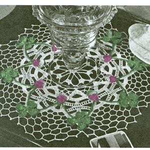 Clover Leaf Doilie Doily Crochet Pattern 14&quot; Diameter When Finished PDF Instant Download