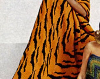 Padrão de tricô afegão com estampa de tigre em PDF para download instantâneo