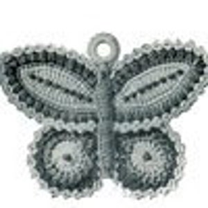 May include: A silver-toned metal butterfly charm with a detailed design. The charm has a loop at the top for attaching to a necklace or bracelet.