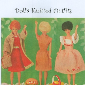 Mode Puppenkleidung Strickmuster-Buch 3 Komplette Outfits PDF SOFORT-DOWNLOAD