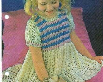 Toddlers Girls Crocheted Dress Pattern 3 Sizes Pdf Instant Download