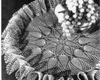 Pineapple Ruffled Centerpiece  Doilie Doily Crochet Pattern  PDF Instant Download