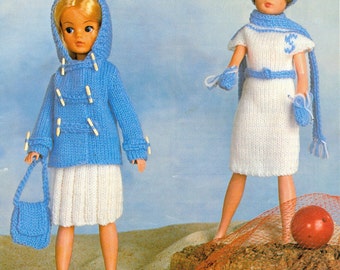 7 Piece Doll Clothes Knitting Pattern For The  11 1/2" Sindy Doll PDF Instant Download