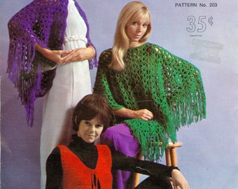 Shawl Fringed Bolero & Poncho Crochet Pattern PDF Instant Download