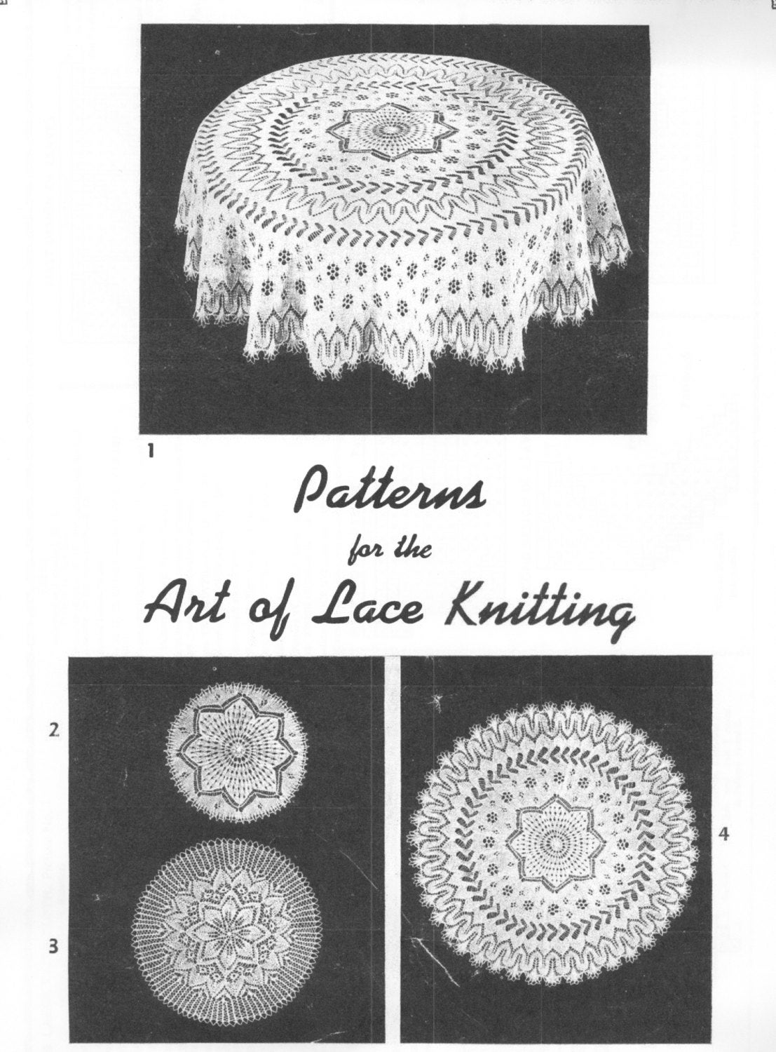 The Art Of Lace Knitting Patterns #2 Table Cloth Center Piece Doilies PDF  Instant Download, image size:1107x1500